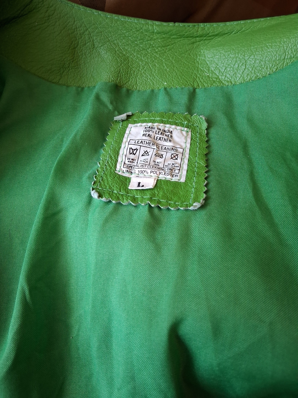Green Leather Women's Jacket - L